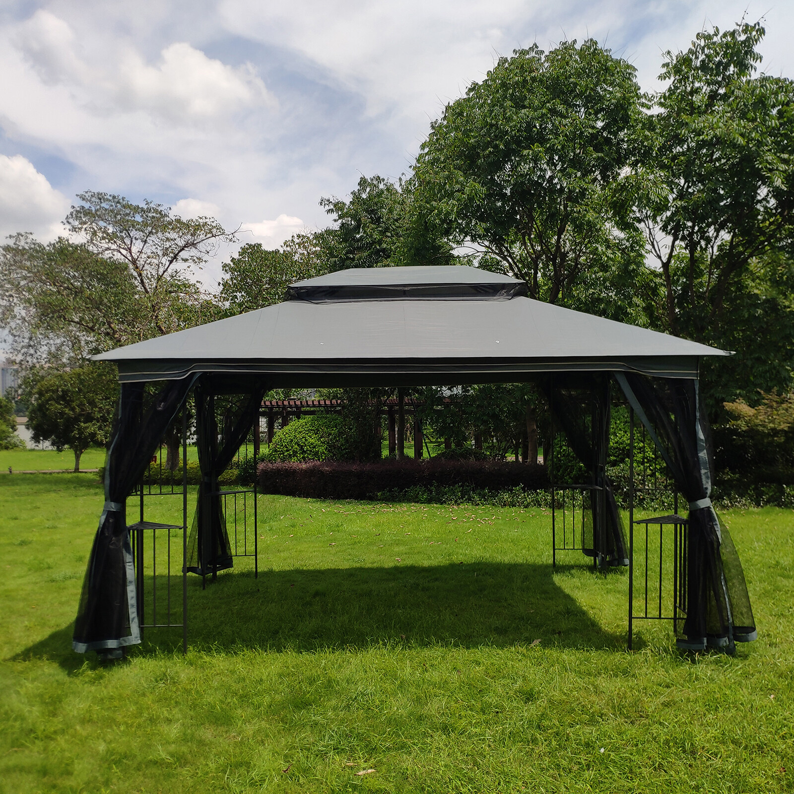 13x10 Outdoor Patio Gazebo Canopy Tent With Ventilated Double Roof And
