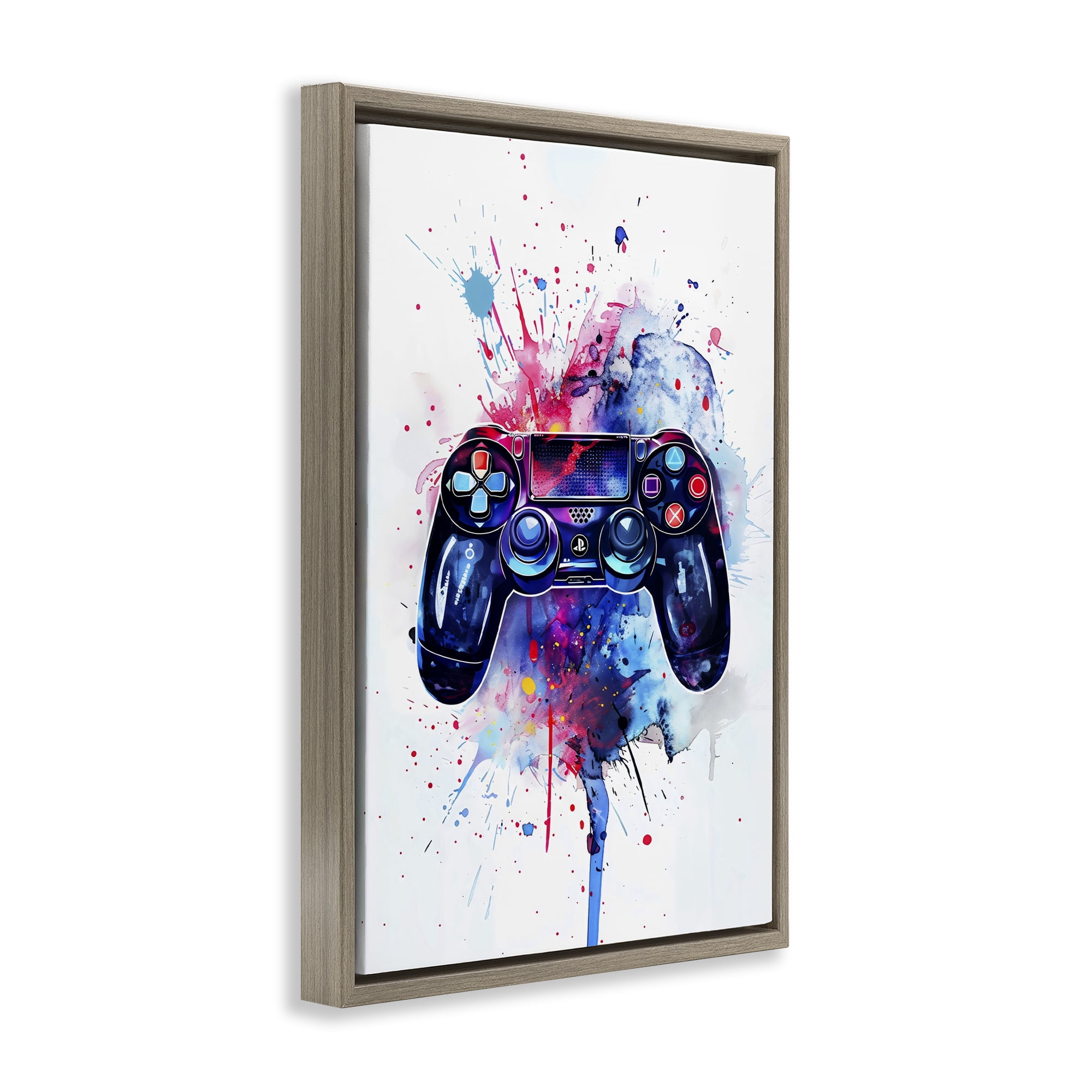 Stupell Industries Burst of Color Controller Brown Framed Floater Canvas Wall Art, design by Creative Studio
