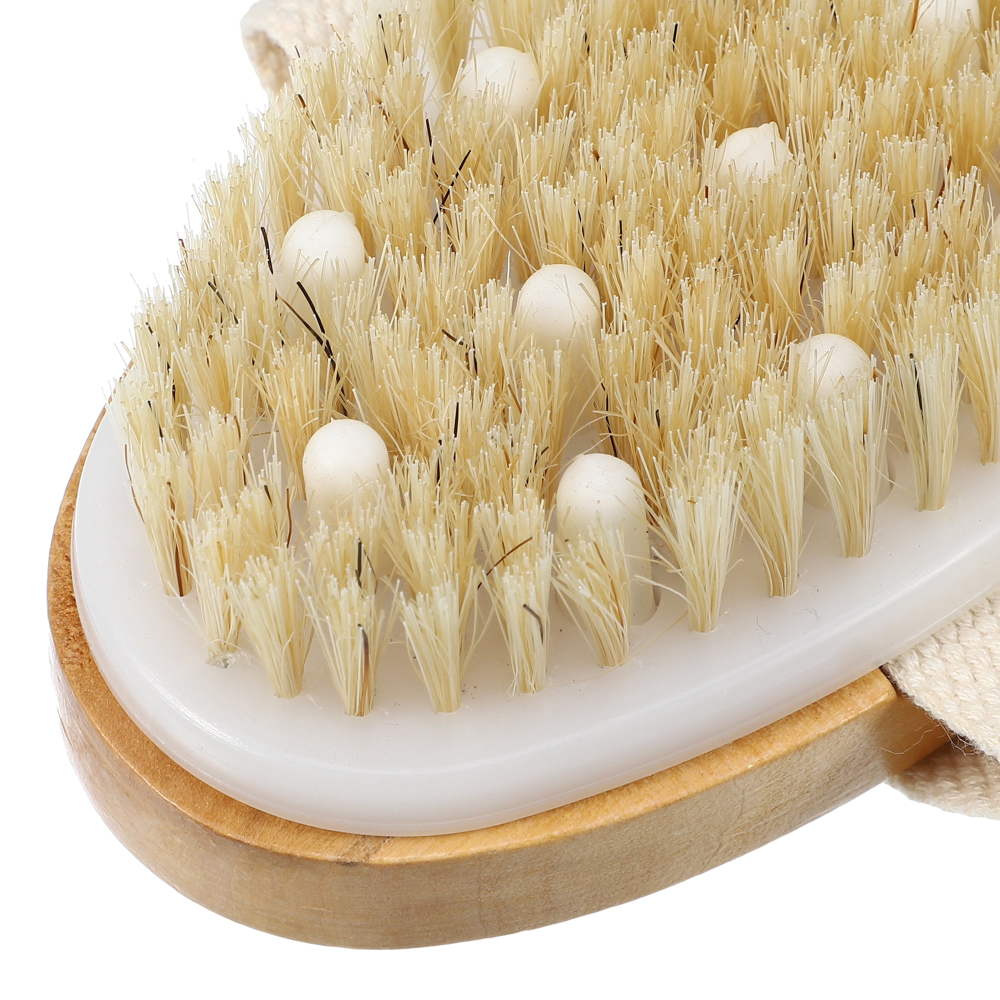 Unique Bargains 1 Pcs Wood Bath Brush Back Scrubber for Shower for Wet or Dry Brushing 4.9 Inches Brown