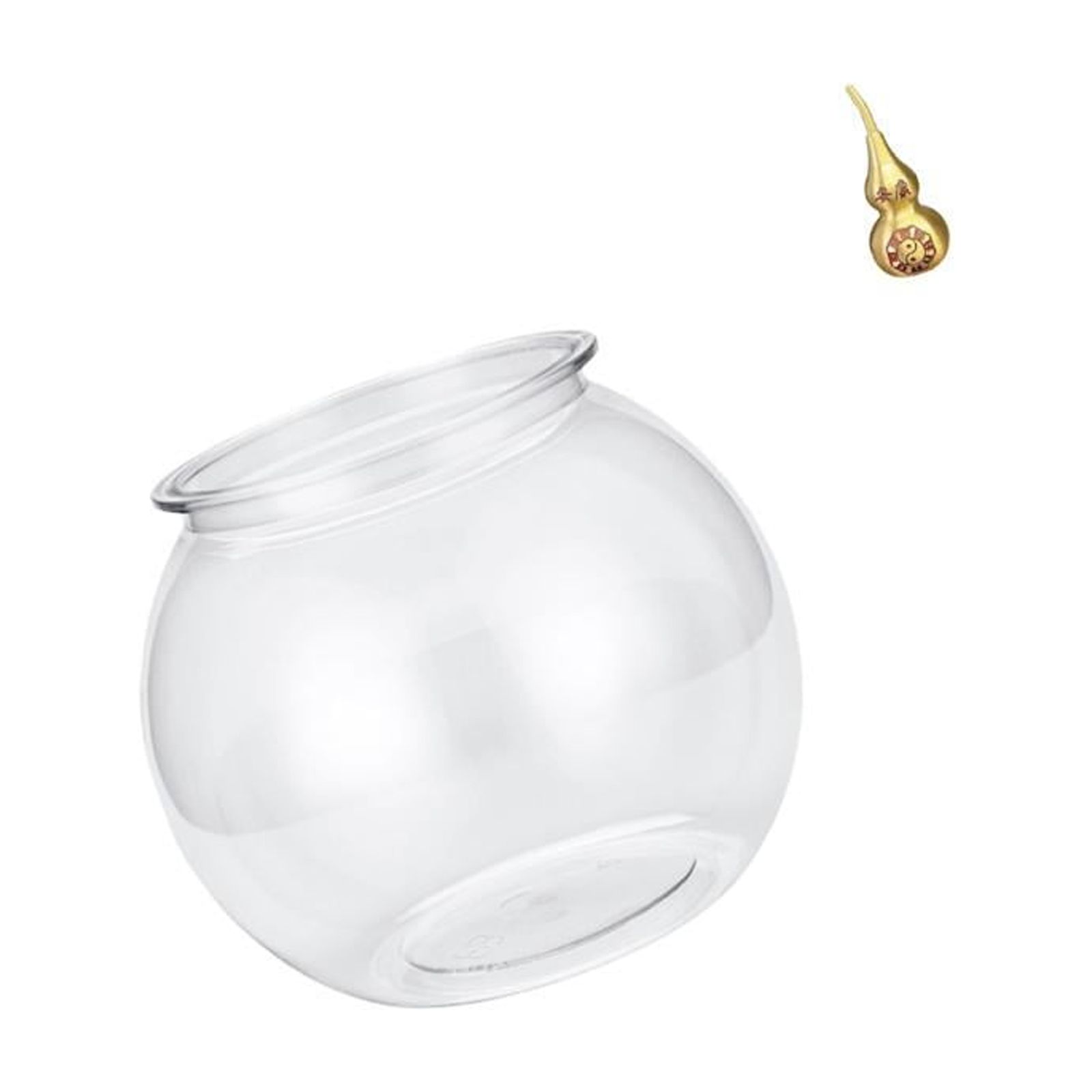 EHJRE Desktop Aquarium Tank Clear Fish Bowl Vase Table Fishes Container Sea Turtle Sculpture Brass Gourd Ornament PP Material Easy to Clean Suitable for Off