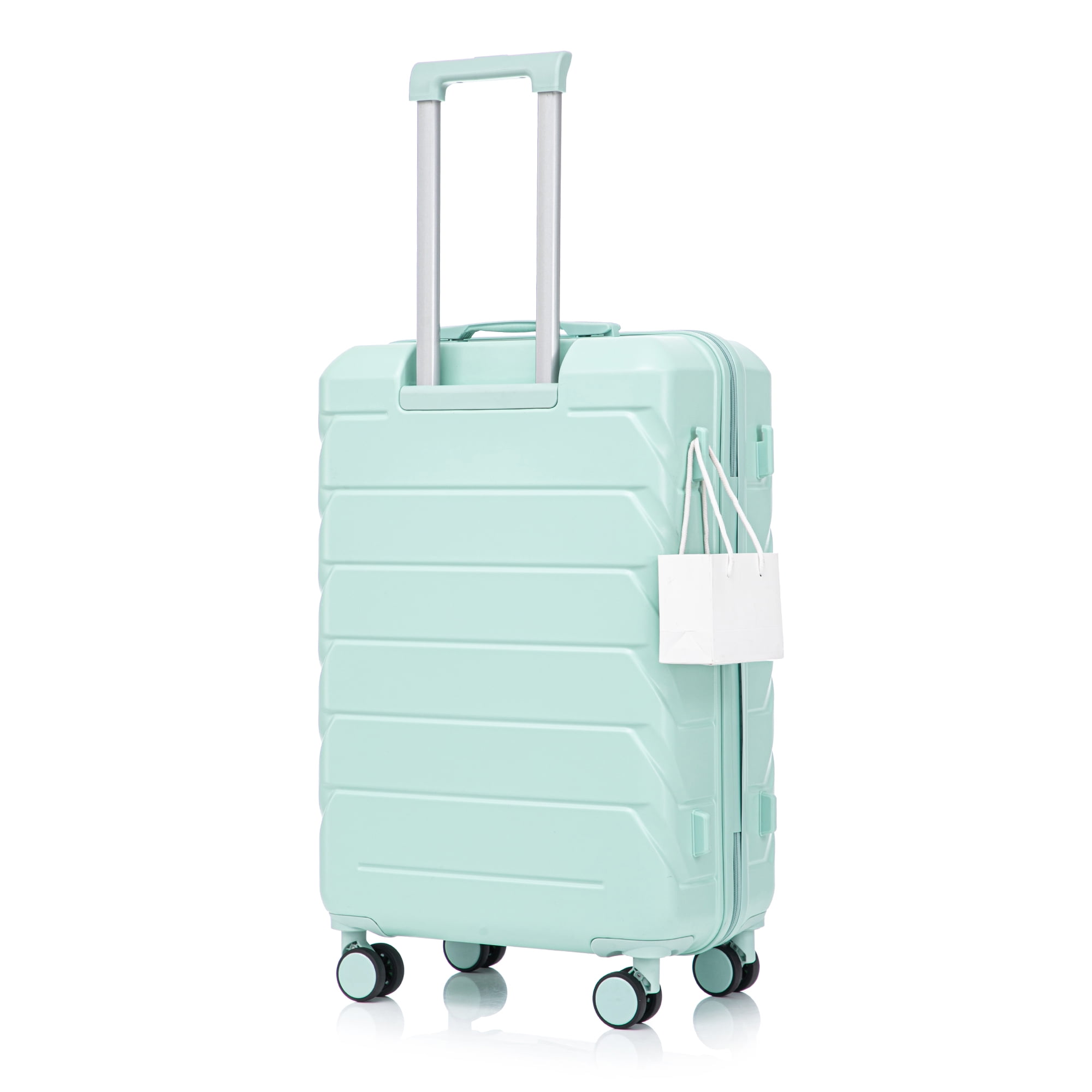 28 Inch ABS Hard Shell Large Travel Checked Luggage - Scratch Resistant Surface Four Multi-Directional Wheels, With Combination Lock and Side Hooks .(Mint Green)
