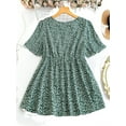 thumbnail image 3 of Women's Boho All Over Print Peplum V neck Short Sleeve Multicolor Plus Size Blouses 0XL (12), 3 of 5