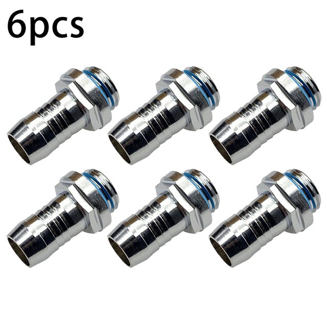 6Pc Water Cooling Barb Fitting 2-Touch Fitting G1/4 Thread Hose Pagoda Connector