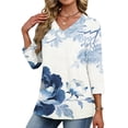 thumbnail image 6 of AGWOLF Dressy Blouses for Women 3/4 Sleeve Floral Print Shirts Business V Neck Tunic Tops Fashion Casual Spring Summer Top Multicolor XXL, 6 of 8