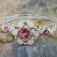 thumbnail image 5 of LBG British Made 10k White Gold Natural Pink Tourmaline & Opal Womens Promise Ring - 33 size options - Size 7, 5 of 7