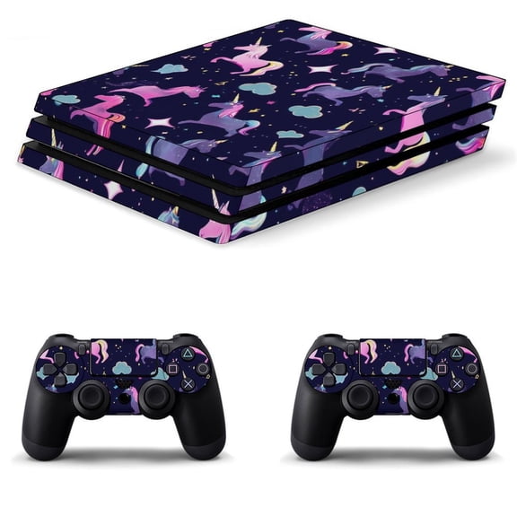 Decal Skin for PS4 Slim / PS4 Pro / PS4, Whole Body Vinyl Sticker Cover for Playstation 4 Console and Controller (Dark Unicorn pattern)