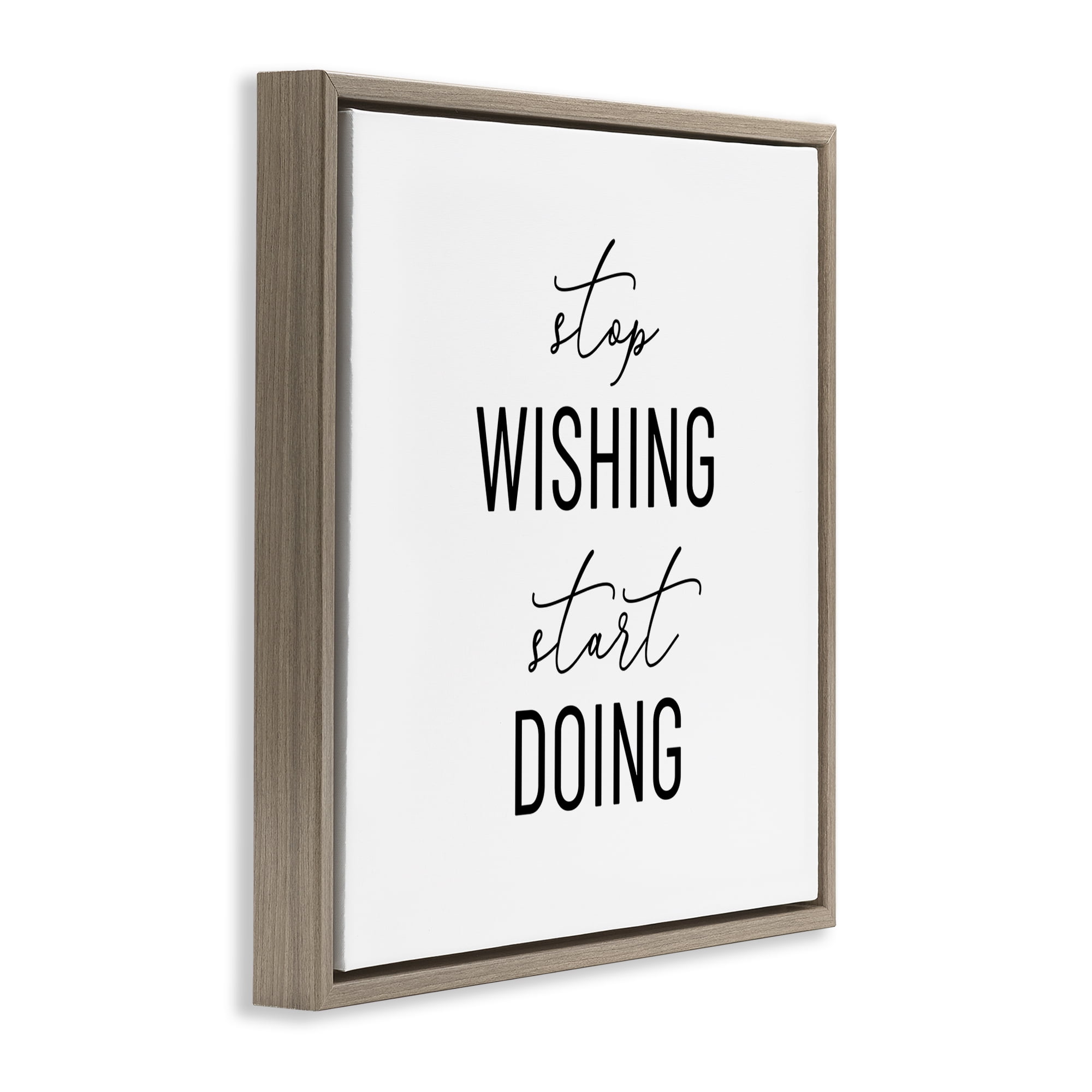 Stupell Industries Motivational Start Doing Text & Numbers Painting Brown Floater Framed Canvas Art Print Wall Art, 18 x 18