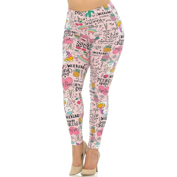 Buttery Soft Weekend Drama Queen Extra Plus Size Leggings - 3X-5X (Pink,XPlus One Size)