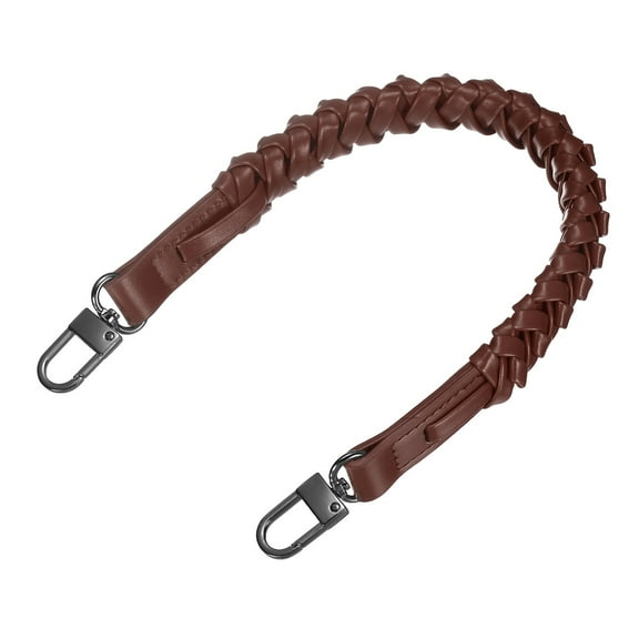 Braided Purse Strap, 1Pack 44.7cm/17.6" Brown PU Leather with Black Buckles for Underarm Bags, Handbags