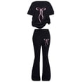 thumbnail image 3 of Tiijoy Girls Outfits Summer Bow Short Sleeve T-Shirt Flared Pants Set, Sizes 7-12, 3 of 3