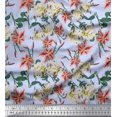 thumbnail image 1 of Soimoi Cotton Cambric Fabric Leaves, & Lily Floral Decor Fabric Printed Yard 42 Inch Wide, 1 of 1