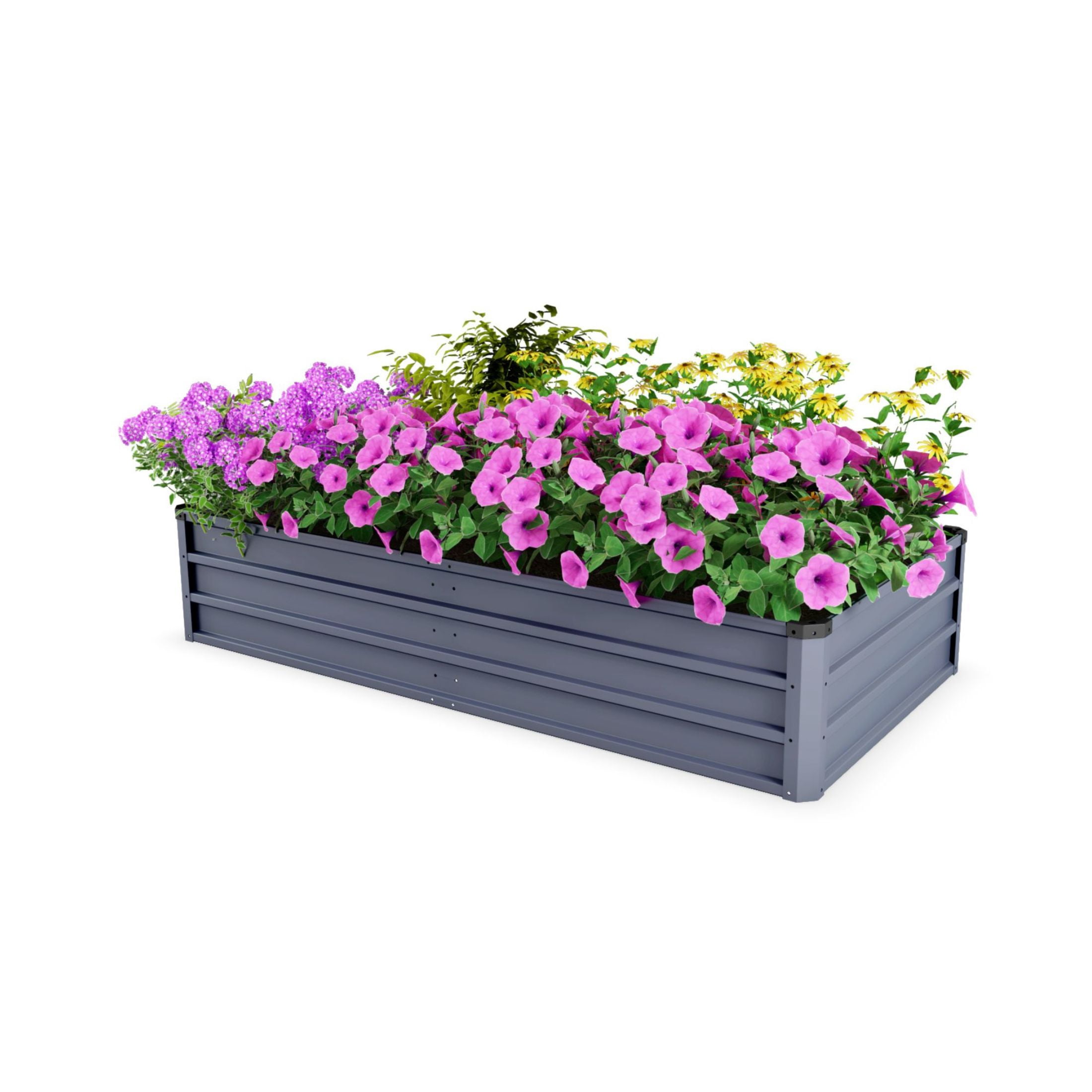 Noble House 6 x 3 x 1 FT Galvanized Raised Garden Bed, Rectangular Metal Planter Box, Gray