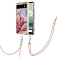 thumbnail image 2 of Mantto for Google Pixel 6a Case, with Lanyard Adjustable Strap, Marble Pattern Soft TPU Bumper Hard PC Back Shockproof Protective Glossy Stylish Durable Phone Case for Women Girls,Rose-carmine, 2 of 7