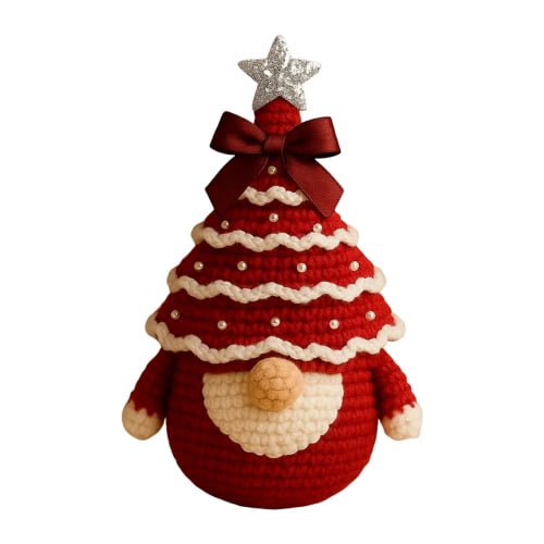 Kit De Crochet Gnome D'arbre De Noël DIY - Taille Finie 15 Cm - Avec Fil, Crochet, Perles, Instructions | Activité Créative, Cadeau, Loisir éducatif Pour Adultes Et Ados - 3