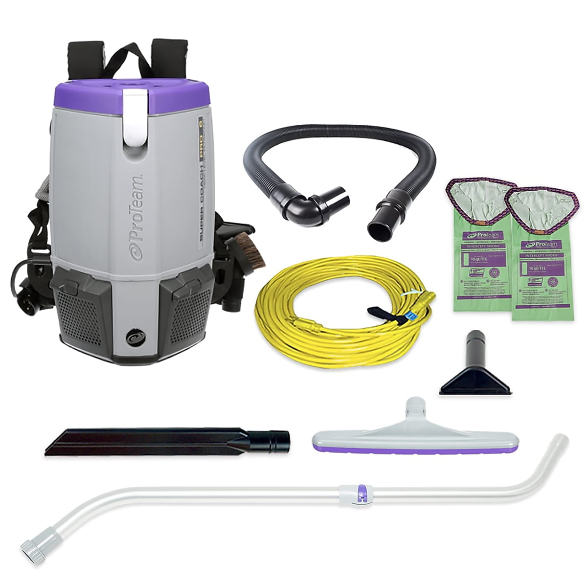 ProTeam Super Coach Pro 6 Backpack Vacuum Gray/Purple (107310)