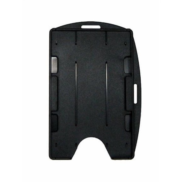 5 Pack - Specialist ID Black Dual Card ID Badge Holder - Holds 2 Cards - Rigid Hard Plastic - Double Sided Card Holder for Horizontal or Vertical Badges - Open Face Design