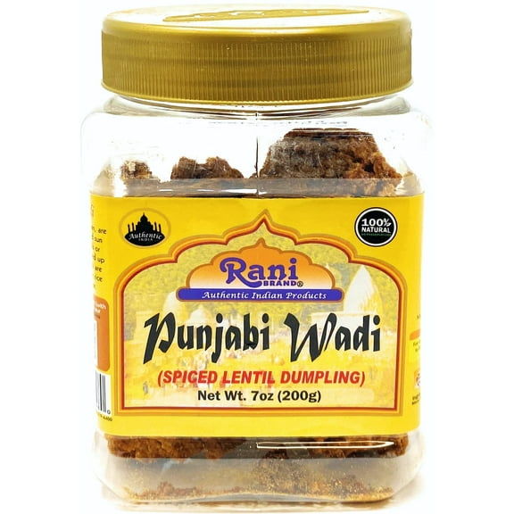 Rani Punjabi Wadi (Vadi) Lentil Spiced Flour Balls 7oz (200g) PET Jar ~ High Protein, All Natural | Vegan | No Colors | Indian Origin
