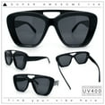 thumbnail image 2 of Women Oversized Thick Plastic Rectangle Cat Eye Flat Top Diva Sunglasses All Black, 2 of 8