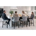thumbnail image 5 of Bar Stool Set of 4, Legahome 26" Counter Height Bar Stools with Back, Velvet Upholstered Bar Stool with Button Tufted & Wooden Legs, Bar Stools Chair for 35-39" Kitchen Island Counter, Gray, 5 of 11