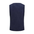 thumbnail image 4 of Fashion YLSDY Men's Suede Leather Suit Vest V Neck Cowboy Vest Vintage 5 Snaps Western Vests Casual Waistcoat for Wedding Prom Navy S, 4 of 9