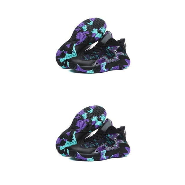 Sonducket Zapatillas de baloncesto para hombre, zapatillas deportivas transpirables con amortiguación, calzado deportivo ligero profesional Negro Púrpura treinta y ocho 2Conjunto