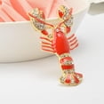 thumbnail image 4 of Pin de con diseño dorado de cangrejo rojo de aleación de zinc con de de 1 pin Zulema broche, 4 of 8