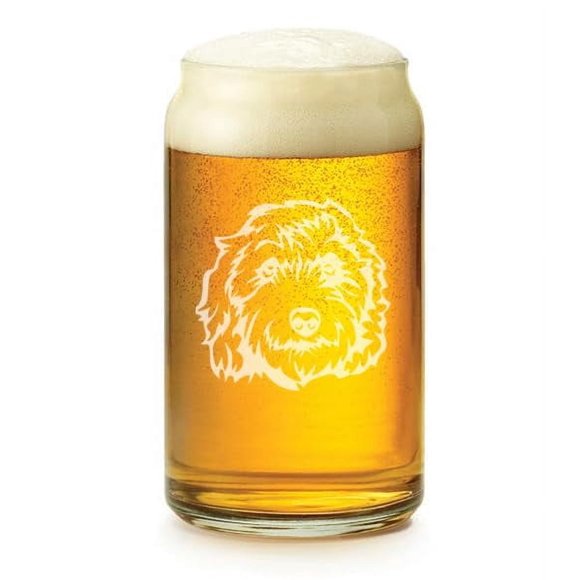 16 oz Beer Can Glass Gift Labradoodle Face