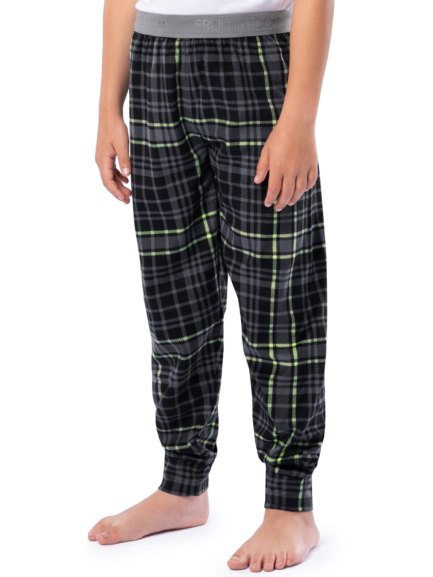 Fruit of the Loom Boy's Sleep Long Sleeve Top & Velour Fleece Jogger Pajama Set, 2-Piece, Sizes 4-16
