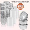 thumbnail image 6 of Fit Meal Prep 200 Pack 4 oz Disposable Foil Ramekins with Lids, Mini Aluminum Foil Baking Cups, Freezer & Oven Safe Creme Brulee Ramekin Disposable, Aluminum Cupcake Liners for Pudding Muffin Dessert, 6 of 7