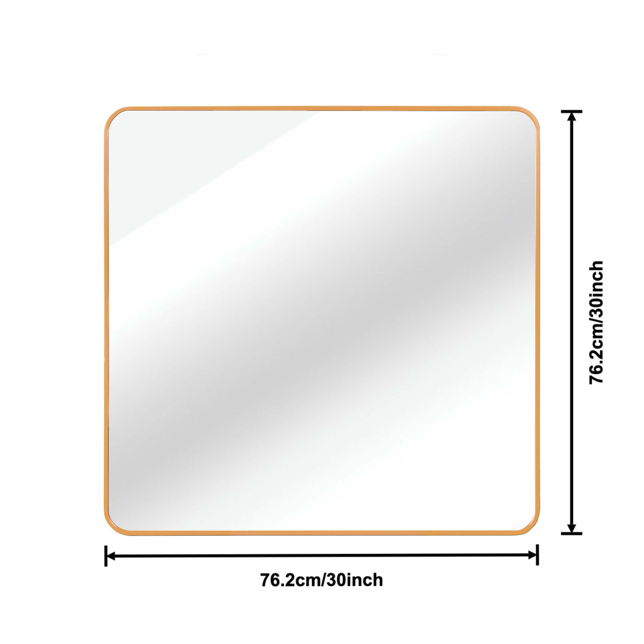 Noble House 30"x30" Square Metal Wall Mirror, Vanity Mirror for Bathroom, Bedroom & Living Room, Gold