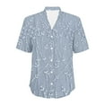thumbnail image 4 of frariair Women's Breathable Linen Blend Short Sleeve Shirt For Casual Office & Spring Outings Blue, 4 of 5
