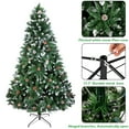 thumbnail image 2 of SESSLIFE Flocked Christmas Tree 7ft Green with White Spray, 920 Branches for Realistic Look, Includes 52 Pre-Attached Pine Cones, Quick Assembly Metal Stand Indoor Use, 2 of 9