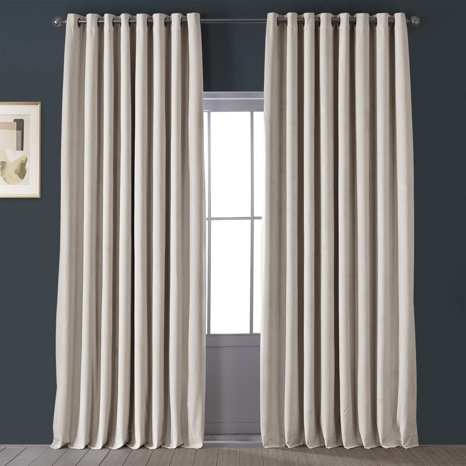 Solid Velvet Grommet Window Curtain Panel Darkening Blackout Blind 55''x96'' 