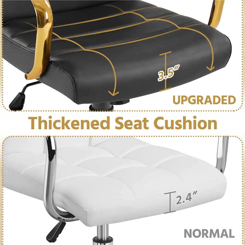 Yaheetech Mid Back Office Desk Chair with Gold Frame and Height Adjustable Seat, Black