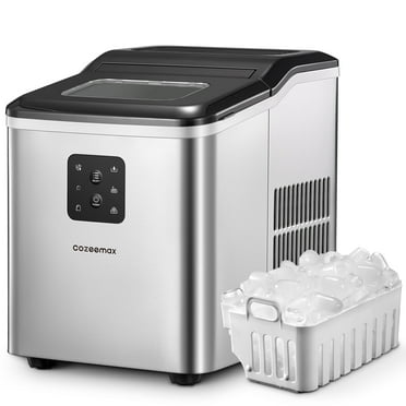 Cozeemax Ice Maker Machine, Self-Cleaning, 26 lb, 2 Cube Sizes, 9 Ice Cubes in 6 Minutes, Silver