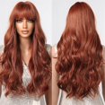 thumbnail image 1 of Perruques Longues Bouclées pour Femmes Perruques Ondulées Longues avec Frange Plate pour Filles Perruque Cosplay Remplacement de Cheveux pour Usage Quotidien Perruques A9, 1 of 5