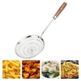 thumbnail image 1 of Strainer Spoon Long Wooden Handle 304 Stainless Steel Anti Scald Safe Slotted Ladle For Kitchen Cooking Frying Spaghetti Hanging Hole, 1 of 8