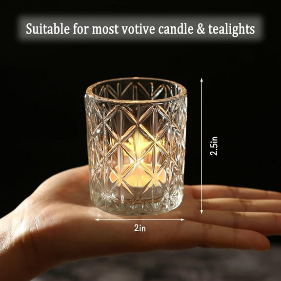 48 Pack  Votive Candle Holders, Vintage Glass Candle Holder for Tealight, Table Centerpieces Home Decor
