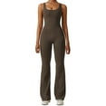 thumbnail image 3 of Bibifish Womens Yoga Jumpsuit Solid Sleeveless Soft Stretchy Yoga Gym Daily Hollowed Out Back Onesie Lift Sports Fitness Activewear, 3 of 6
