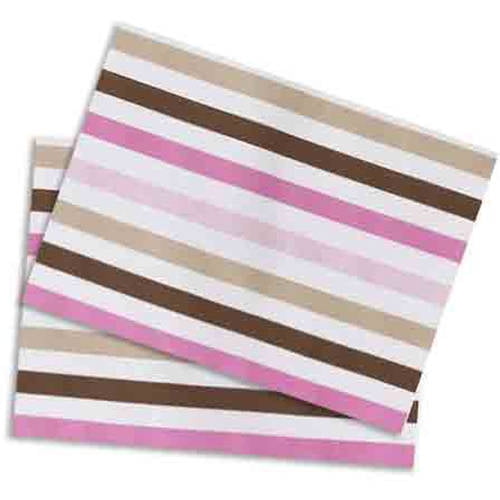Bacati - Mod Stripes Crib/Toddler Bed Fitted Sheets 100% Cotton Percale, Pink/Choc, 2-Pack