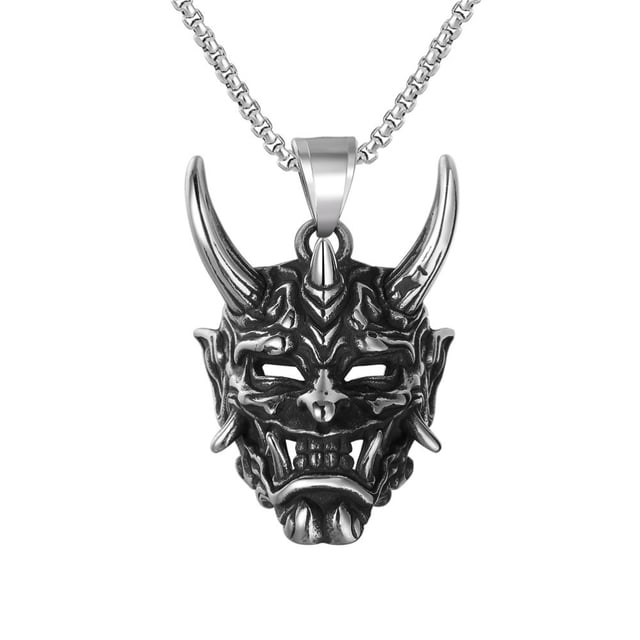Collar De Acero Inoxidable Para Hombre, Collar Con Colgante De Cubierta De Cara De Demonio, Joyería Para Halloween Y Pascua seitruly AP007574-02