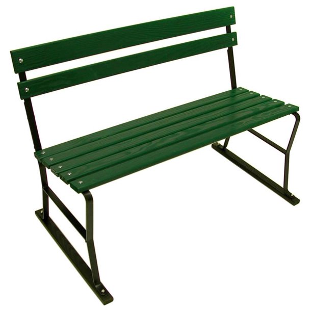 Outdoor Park Bench in Green Finish w 2 Back Slats