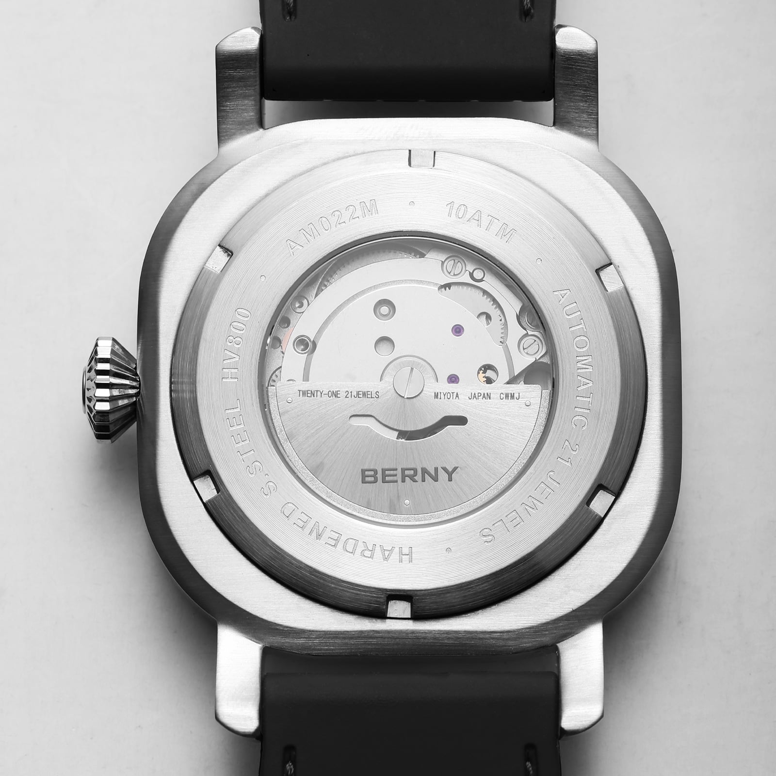 BERNY Automatic Watch for Men, Sport 10ATM Waterproof Mechanical Watch with Silicone Strap, Date Calendar, Super Luminous, Sapphire Glass, Fashion Men's Diver Wristwatch, Orange