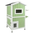 thumbnail image 6 of PETSCOSSET Cat House Outdoor Two-Story Wooden Feral Cat Shelter with Asphalt Roof, Green, 6 of 8