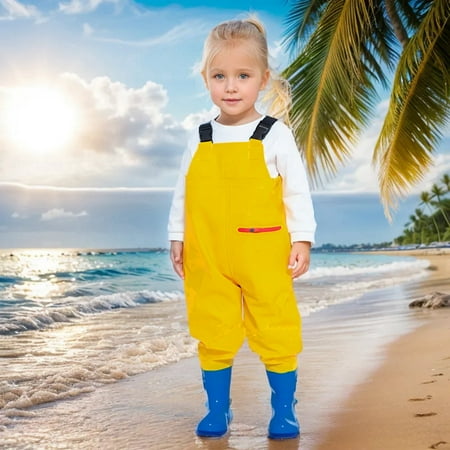 Kids Boys Girls Chest Waders Youth Fishing Waders with Pocket for Toddler Children Water Proof & Fishing Waders with Boots 6T