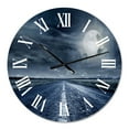 thumbnail image 2 of Designart 'Asphalt Road Under Cloudy Full Moon Ii' Nautical & Coastal Wall Clock, 2 of 5