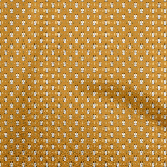 oneOone Georgette Viscose Mustard Yellow Fabric Animal Diy Clothing Quilting Fabric Print Fabric By Yard 42 Inch Wide