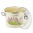 thumbnail image 4 of Novomoskovsjka Posuda Lavender Fields Cylindrical Enamel Pot with Glass Lid 5.8 Qt (5.5 L) Enameled Steel Stockpot Cooking Pot Induction Pot Enamelware Kitchen Pot Enamel Stock Pot Soup Pot, 4 of 10