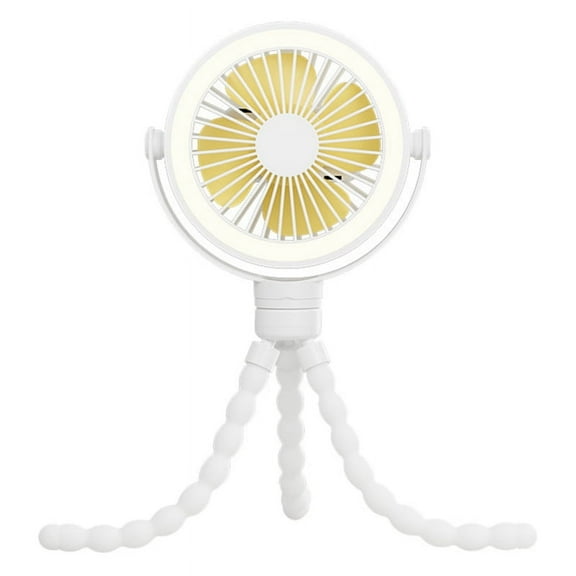 White Portable Rechargeable Baby Stroller Fan Clip-on Octopus Night Light Mini Personal Handheld Portable Fan