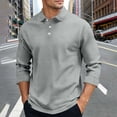 thumbnail image 2 of Men's Button Down Long Sleeve Shirt Turndown Collar Pullover Cotton Polyester Spandex Blend Solid Color Casual Top For Daily Office Work | Zenithor,Gray XL, 2 of 7